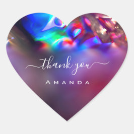 Pegatina En Forma De Corazón Gracias Nombre 16ª boda nupcialHolografo Púrpura