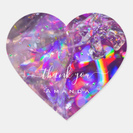 Pegatina En Forma De Corazón Gracias Nombre 16ª Novia Cristales De Holografo Ro