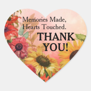Pegatina En Forma De Corazón 🌻 Gracias Petales soleados y florecimiento de esc