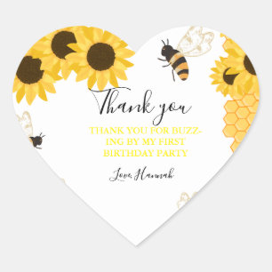 Pegatina En Forma De Corazón Gracias por Buzz-ing por mi primer día de abejas