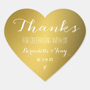 Pegatina En Forma De Corazón ¡Gracias Por Celebrarnos Con Nosotros! Boda Gracia
