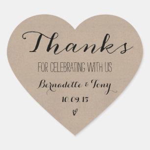 Pegatina En Forma De Corazón ¡Gracias Por Celebrarnos Con Nosotros! Boda Gracia