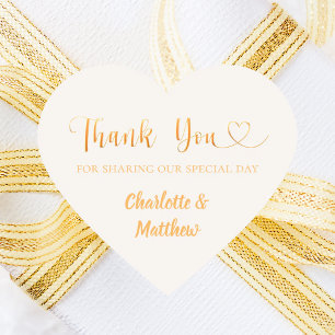 Pegatina En Forma De Corazón Gracias por compartir nuestro día boda marfil dora