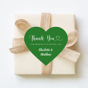 Pegatina En Forma De Corazón Gracias por compartir nuestro día de boda verde ma