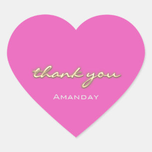 Pegatina En Forma De Corazón Gracias por comprar nombre rosa y minimalismo