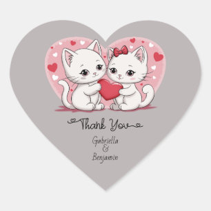 Pegatina En Forma De Corazón Gracias por el día de San Valentín, Personalizado 