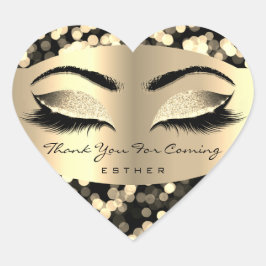 Pegatina En Forma De Corazón Gracias Por Venir Nombre Heart Confetti Gold