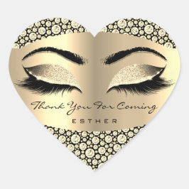 Pegatina En Forma De Corazón Gracias Por Venir Nombre Heart Diamond Gold