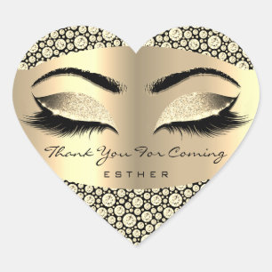 Pegatina En Forma De Corazón Gracias Por Venir Nombre Heart Diamond Gold