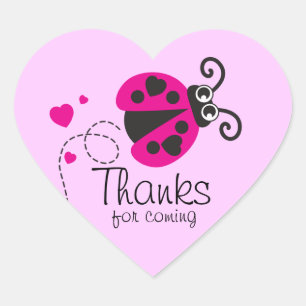 Pegatina En Forma De Corazón Gracias por venir pegatina de cumpleaños de chicas