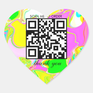 Pegatina En Forma De Corazón Gracias QR Code Shopping Boutique Business Neon