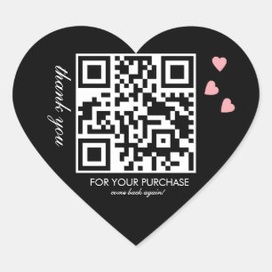 Pegatina En Forma De Corazón Gracias QR Código Script Flotante rosa
