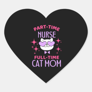 Pegatina En Forma De Corazón Graciosa enfermera Cat Mom Lover