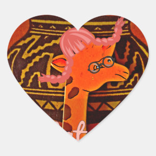 Pegatina En Forma De Corazón Graciosa jirafa con texto fresco Hakuna Matata Dis