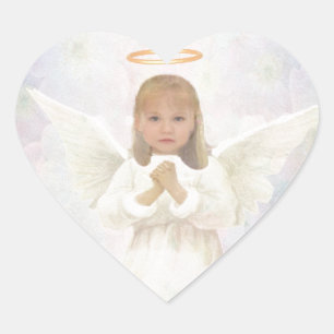 Pegatina En Forma De Corazón Graciosa - Niña Ángel Rezando