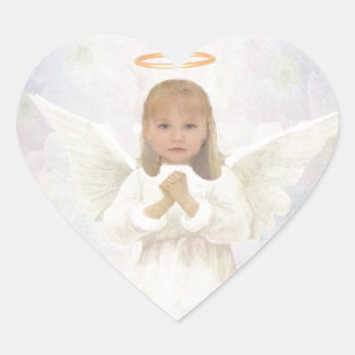 Pegatina En Forma De Corazón Graciosa - Niña Ángel Rezando