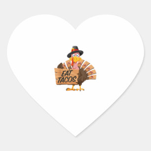 Pegatina En Forma De Corazón Gracioso Día de Acción de Gracias en Turquía Tacos