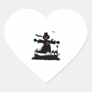 Pegatina En Forma De Corazón Gracioso diseño de Halloween con espantapájaros