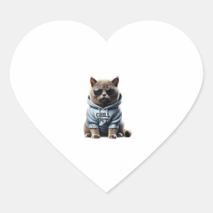 Pegatina En Forma De Corazón Gracioso gato británico vago Chillin Relajante