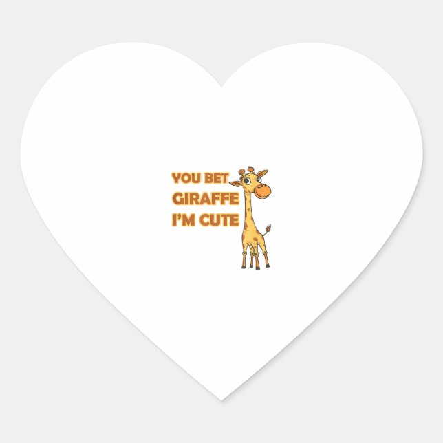 Pegatina En Forma De Corazón Gracioso Pun Giraffe Soy Cute (Anverso)