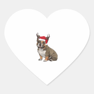 Pegatina En Forma De Corazón Graciosos Navidades de Bulldog franceses