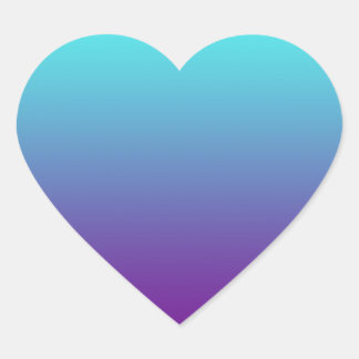 Pegatina En Forma De Corazón Gradiente de Fondo Simple Turquesa Azul Púrpura