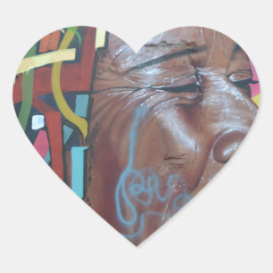 Pegatina En Forma De Corazón Graffiti Artwork Face