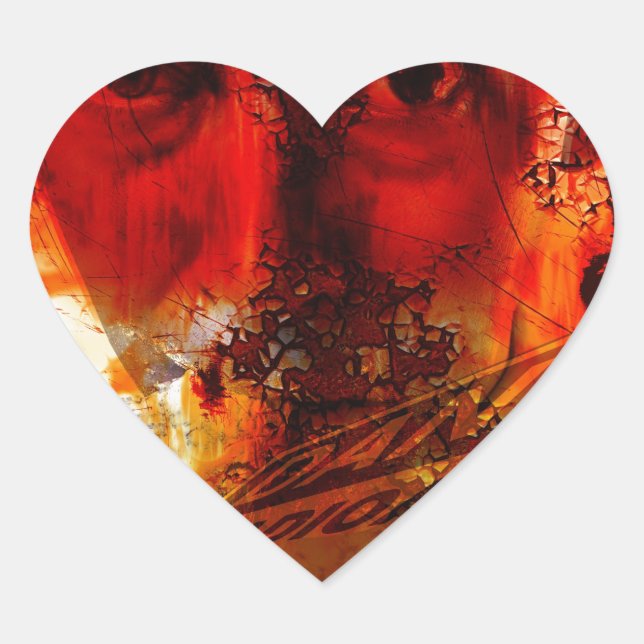 Pegatina En Forma De Corazón Graffiti de cara roja (Anverso)