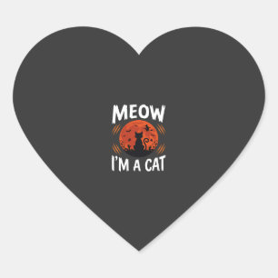 Pegatina En Forma De Corazón Gráfica de silueta de gato divertido de Halloween