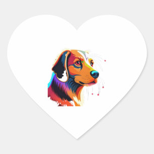 Pegatina En Forma De Corazón Gráfico colorido del perro -