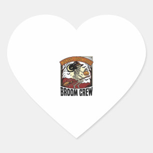 Pegatina En Forma De Corazón Gráfico de Bruja Esqueleto Vintage en Escobas de H