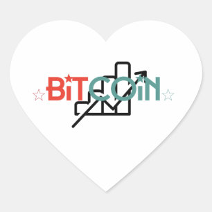 Pegatina En Forma De Corazón "Gráfico de Crecimiento de Bitcoin en Rojo y Verde