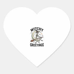 Pegatina En Forma De Corazón Gráfico de esqueleto de bruja Felicitaciones bruja