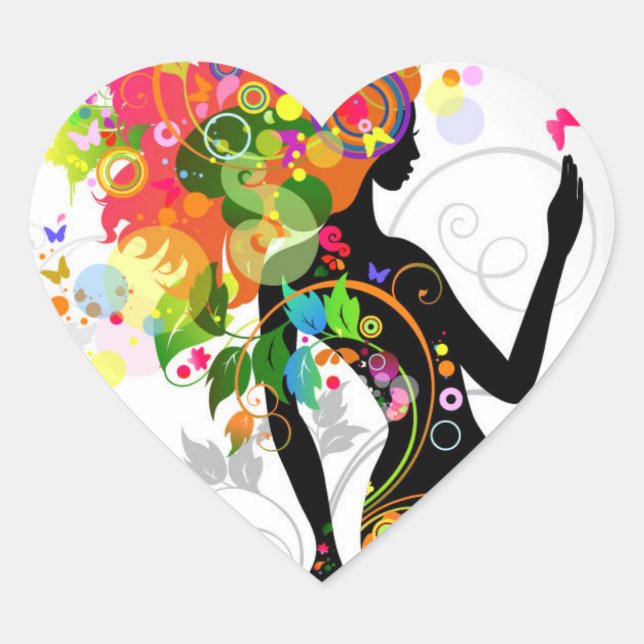 Pegatina En Forma De Corazón Gráfico de Hairstylist (Anverso)