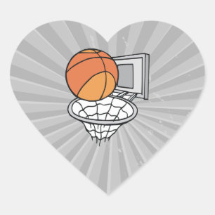 Pegatina En Forma De Corazón gráfico vectorial de baloncesto y red