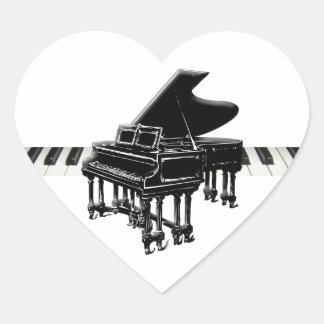 Pegatina En Forma De Corazón Gran piano y teclado