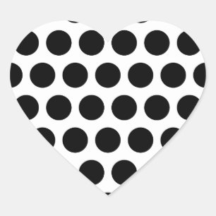 Pegatina En Forma De Corazón Grandes Lunares Blancos y Negros