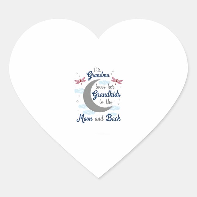 Pegatina En Forma De Corazón Grandma Loves Her Grandkids Dragonfly Moon Women G (Anverso)