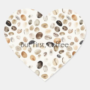 Pegatina En Forma De Corazón Granos de Café con Crema