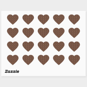 Pegatina En Forma De Corazón Granos de café frijoles Tostado oscuro Marrón Cafe
