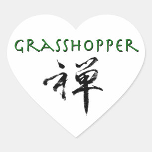 Pegatina En Forma De Corazón Grasshopper con símbolo "Zen"