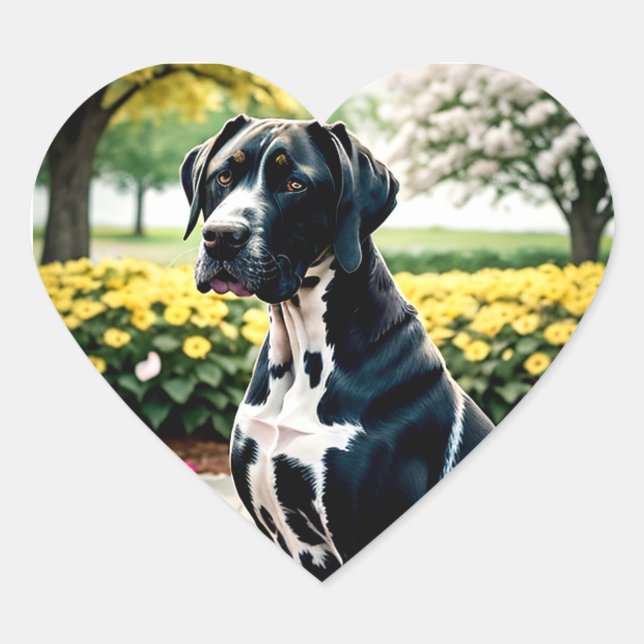 Pegatina En Forma De Corazón Great Dane Dog Portrait  (Anverso)