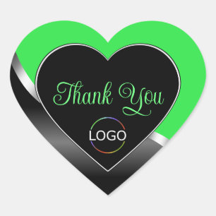 Pegatina En Forma De Corazón Green Black Wavy Silver con el logotipo Cuestionad