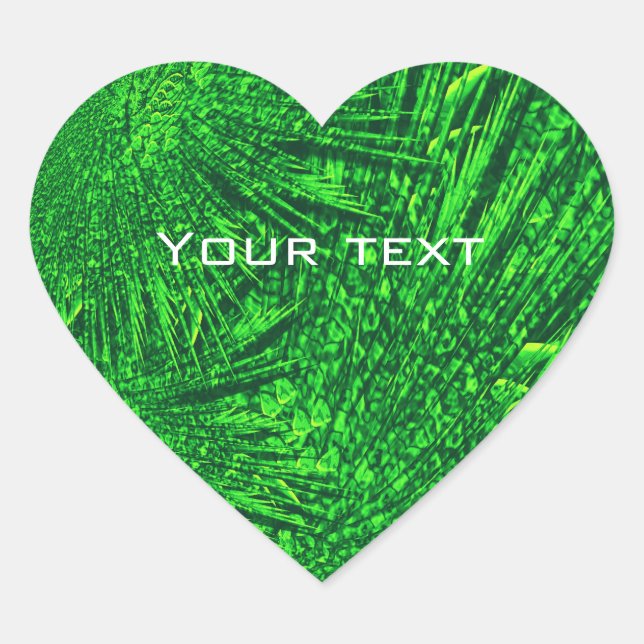 Pegatina En Forma De Corazón Green fractal.text. (Anverso)