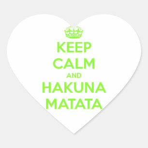 Pegatina En Forma De Corazón Green Keep Calm y Hakuna Matata