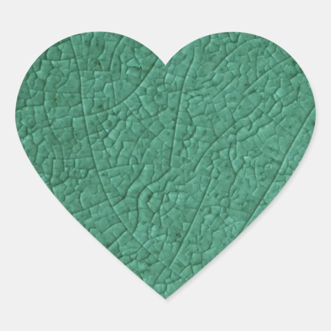 Pegatina En Forma De Corazón Grietas de piedra verde (Anverso)