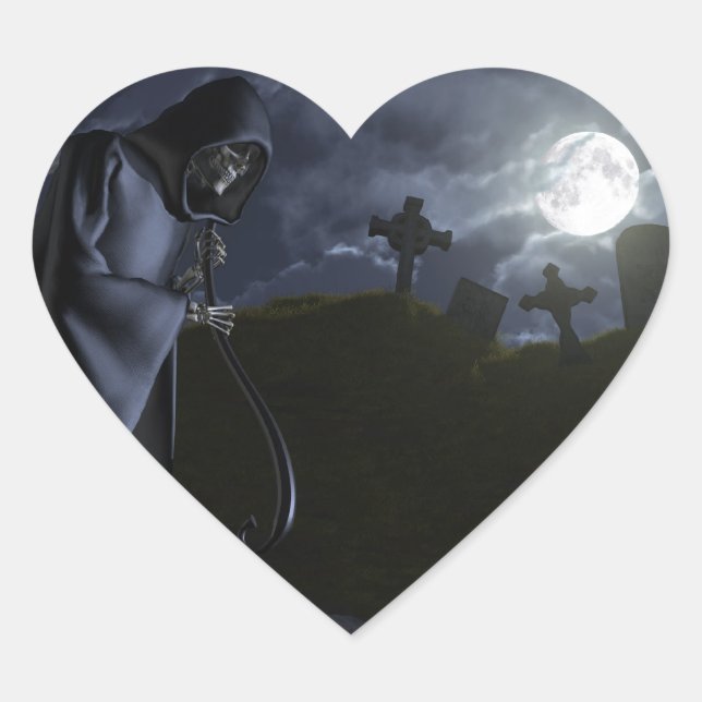 Pegatina En Forma De Corazón Grim Reaper en la oficina (Anverso)