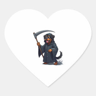 Pegatina En Forma De Corazón Grim Reaper Rottweiler Dog