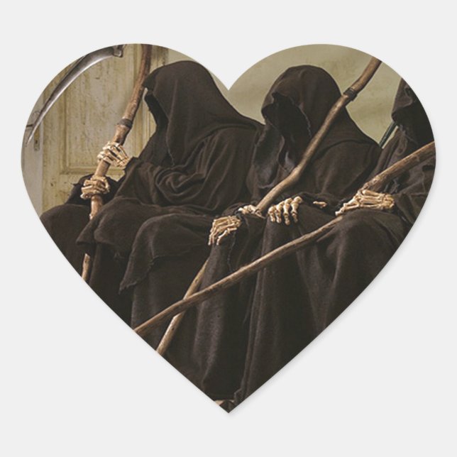 Pegatina En Forma De Corazón Grim Reapers Te Espera (Anverso)