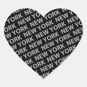 Pegatina En Forma De Corazón Gris del patrón de Nueva York